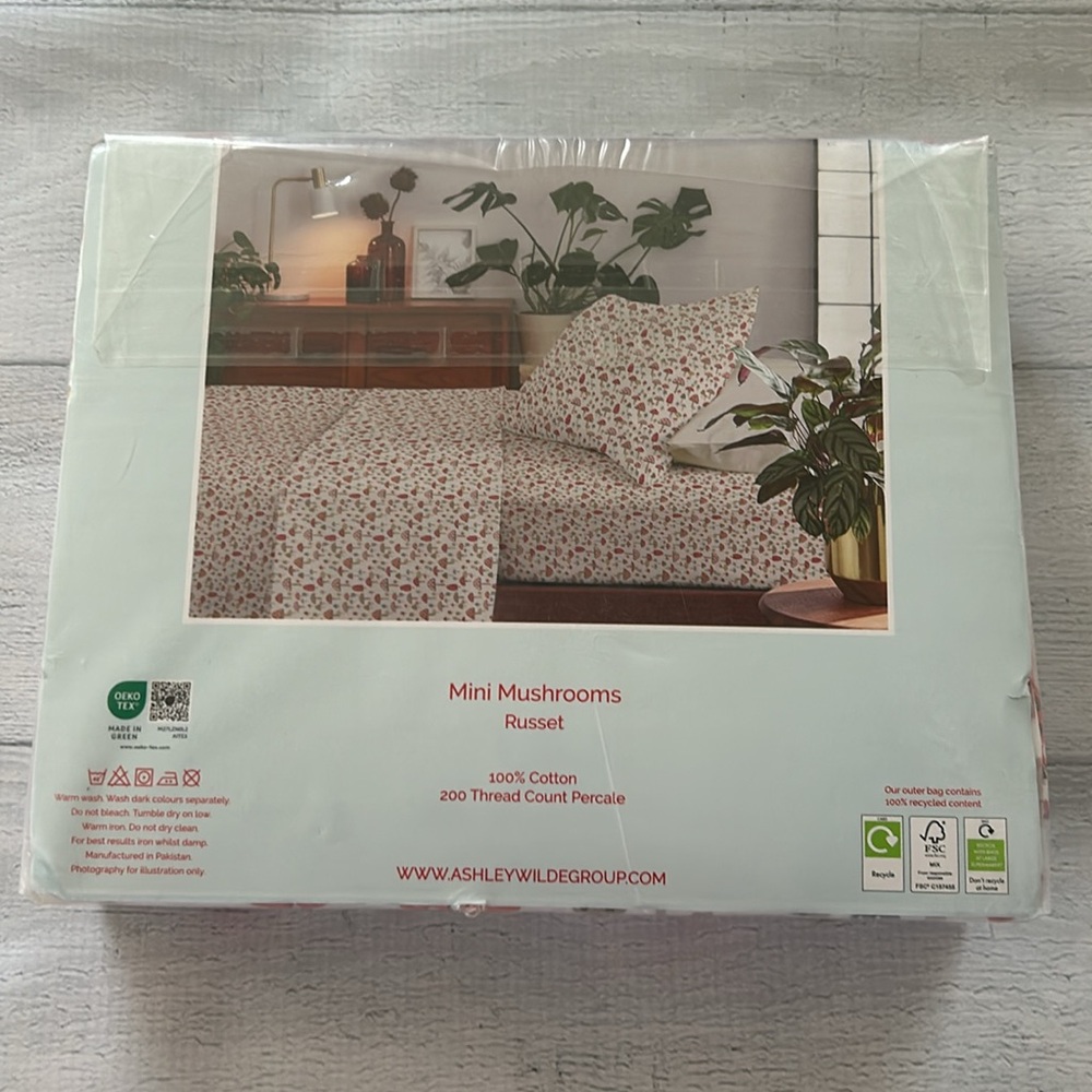 Cath Kidston London Mini Mushrooms Russet Sheet Set Twin XL Percale Cotton - Picture 3 of 4